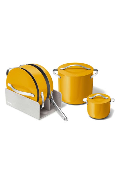 Caraway Nonstick Ceramic 7-piece Cookware Set With Lid Storage In Marigold