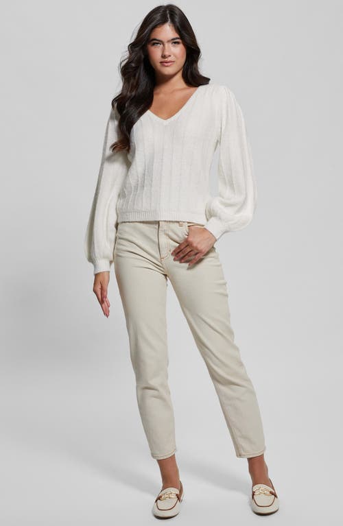 Shop Guess Madeline Pointelle Detail Sweater In Dove White