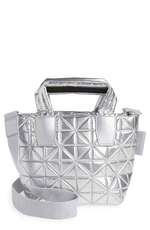 Mini Vee Water Repellent Quilted Nylon Tote in Chrome Metallic