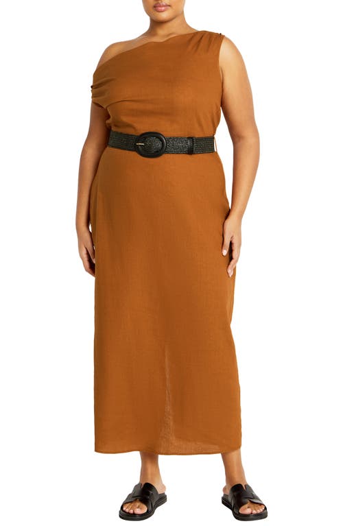 Shop City Chic Milly Asymmetric Neck Maxi Dress In Ginger