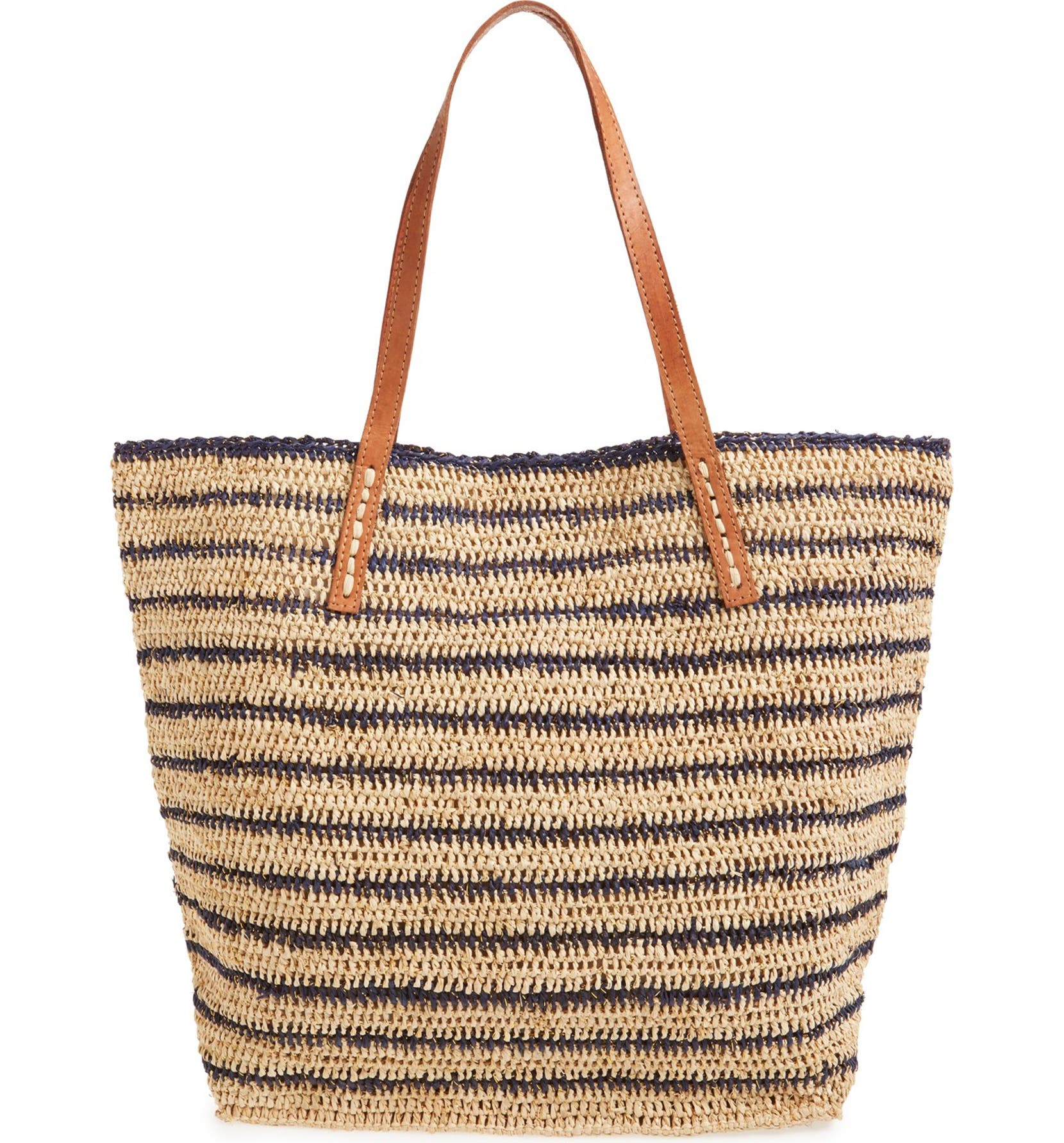 Monaco Packable Raffia Tote