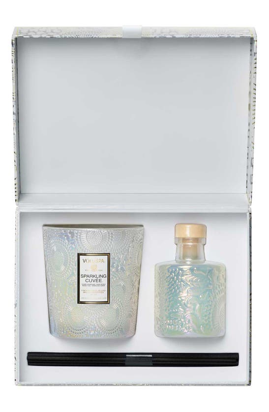 Voluspa Sparkling Cuvee Celebration Candle & Reed Diffuser Gift Set In Sparkling Cuvee