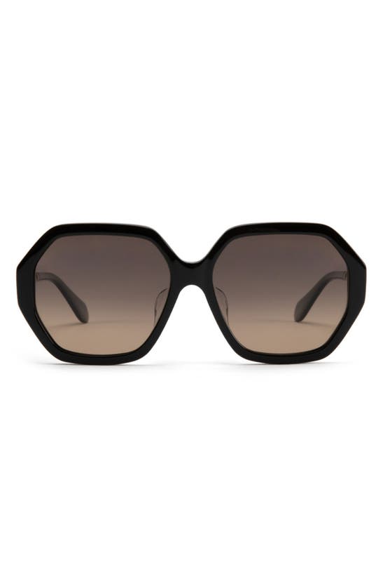 Mohala Eyewear Noela Special Fit Low 58mm Gradient Polarized Square Sunglasses In Black Lava