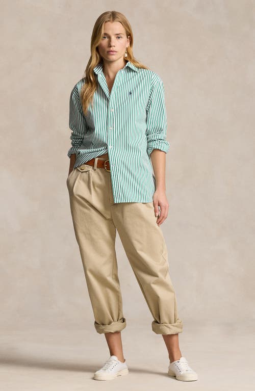 Shop Polo Ralph Lauren Stripe Button-up Shirt In White/bay Green