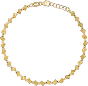14k Yellow Gold Beaded Bracelet, 14K Gold Bead Bracelet, Shiny Gold Bead  Bracelet, Luxury Diamond Bead Bracelet, Handmade Jewelry Gift