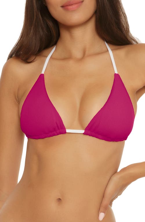 Shop Becca Modern Reversible Rib Triangle Bikini Top In Pomagrante