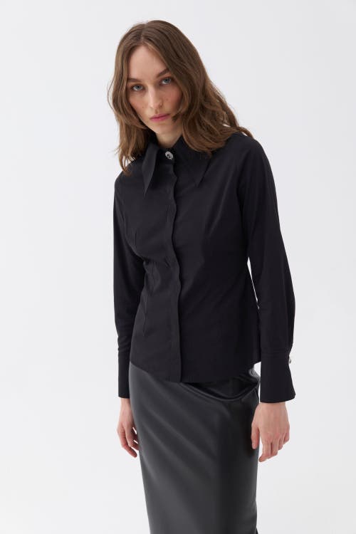 Shop Nocturne Shirt With Stone Button Design In Black