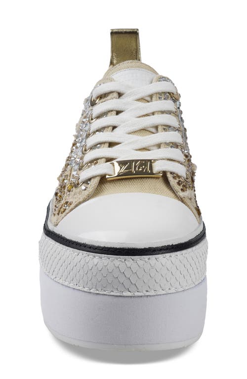 Shop Zigi Koralay Embellished Platform Sneaker In Gold/multi