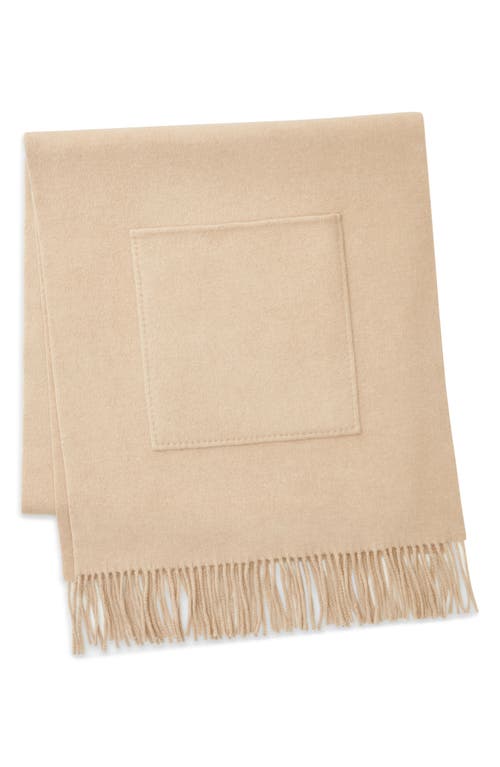 Shop Lafayette 148 New York Patch Pocket Wool & Cashmere Fringe Scarf In Natural