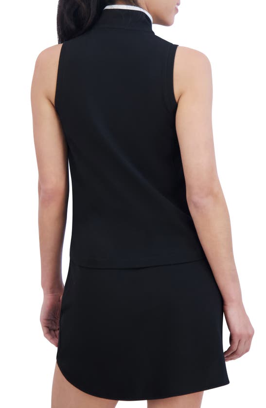 Shop Sage Collective Sage Collective Essential Piqué Collared Sleeveless Top In Black