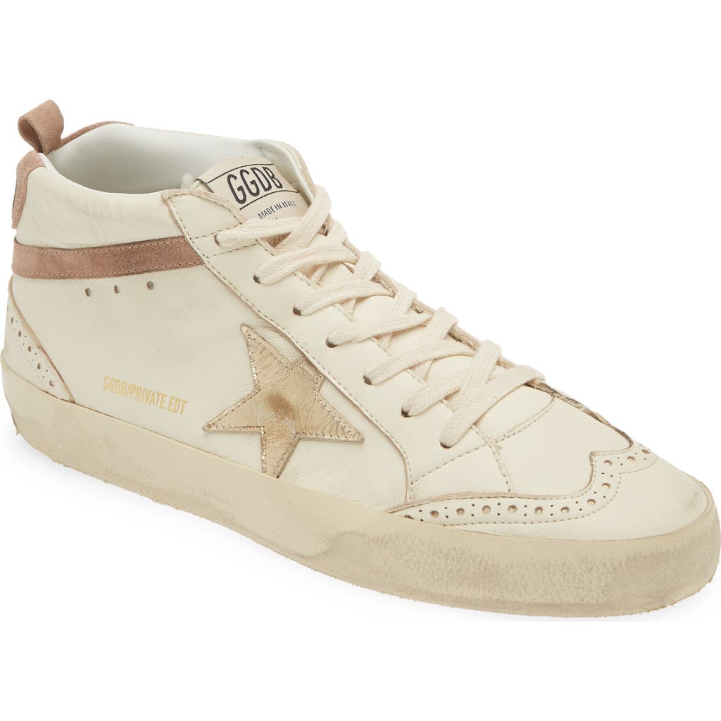 Golden Goose Midstar Sneaker In White/pink/gold