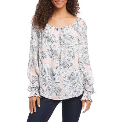 Karen Kane Floral Print Smocked Sleeve Top, Pink
