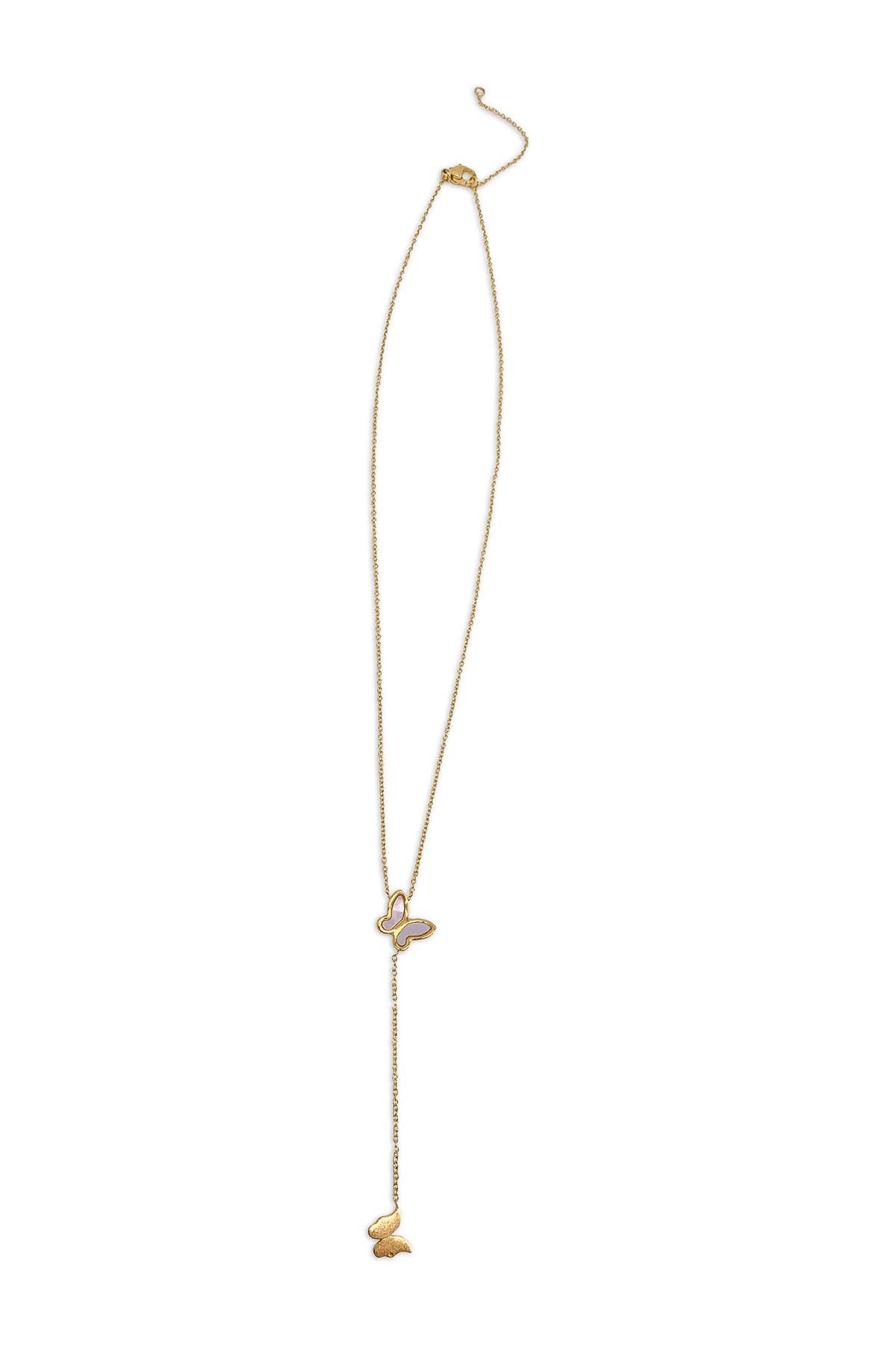 Adornia 14k Yellow Gold Plated Butterfly Lariat Pendant Necklace In White