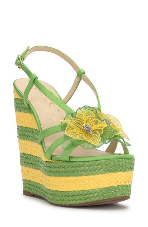 Lime green sale wedge shoes