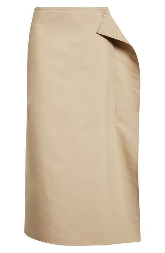 Shop Gia Studios Side Detail Cotton Blend Midi Skirt In Beige