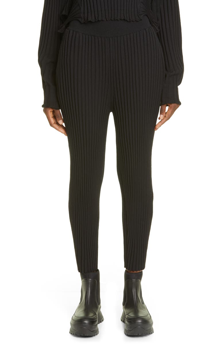 STELLA MCCARTNEY Rib Wool Blend Sweater Pants, Main, color, 001