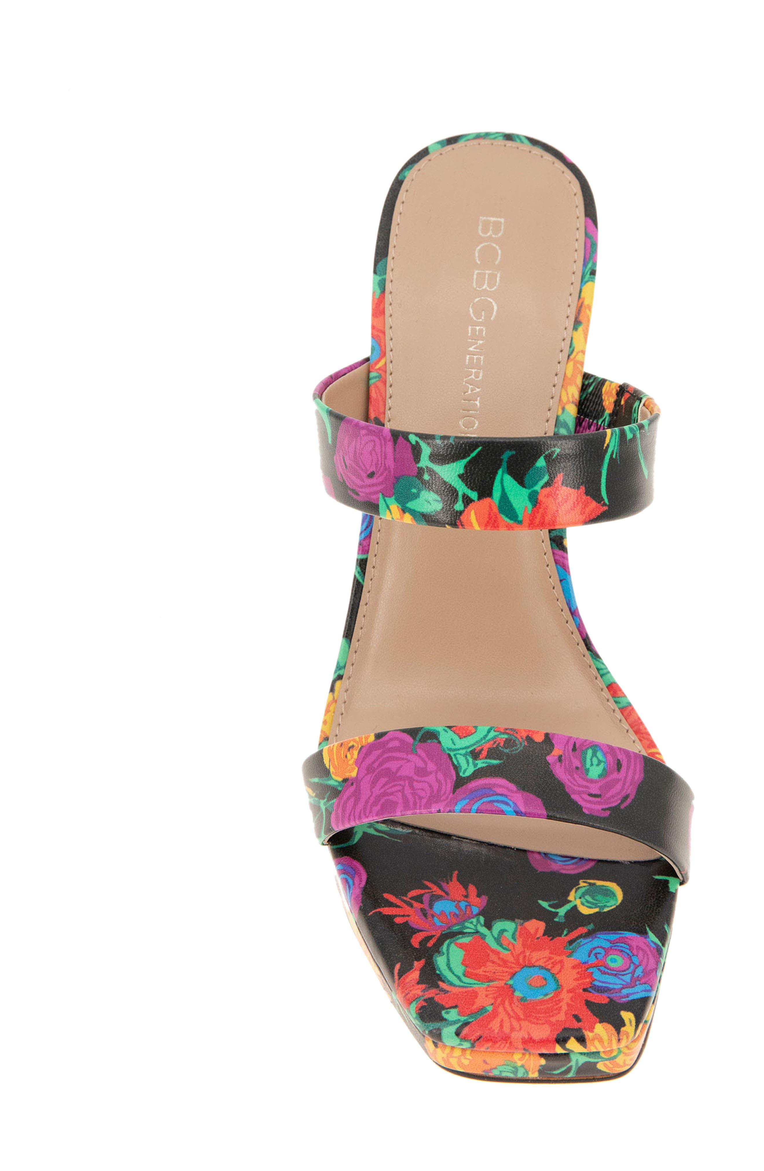 bcbg floral platform sandal