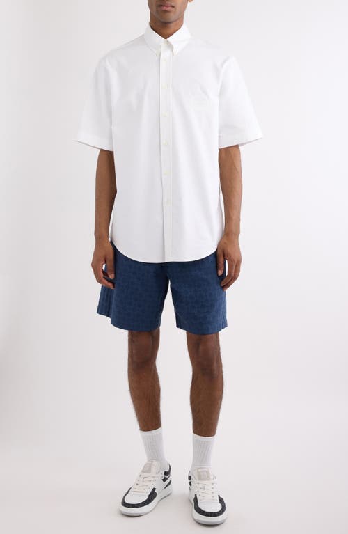 Shop Givenchy Short Sleeve Cotton Button-down Shirt In White