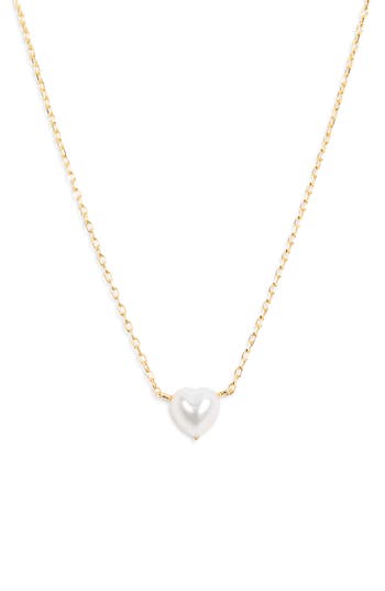 Argento Vivo Sterling Silver Faux Pearl Heart Pendant Necklace In Gold
