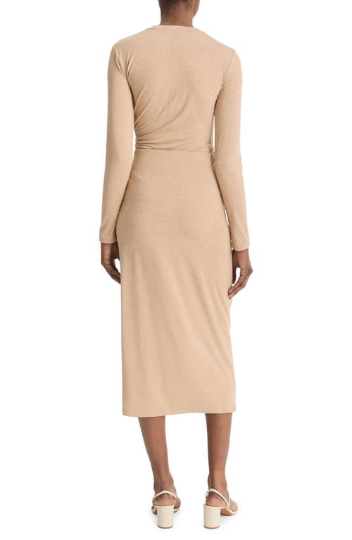 Shop Vince Side Drape Midi Skirt In Heather Cashew