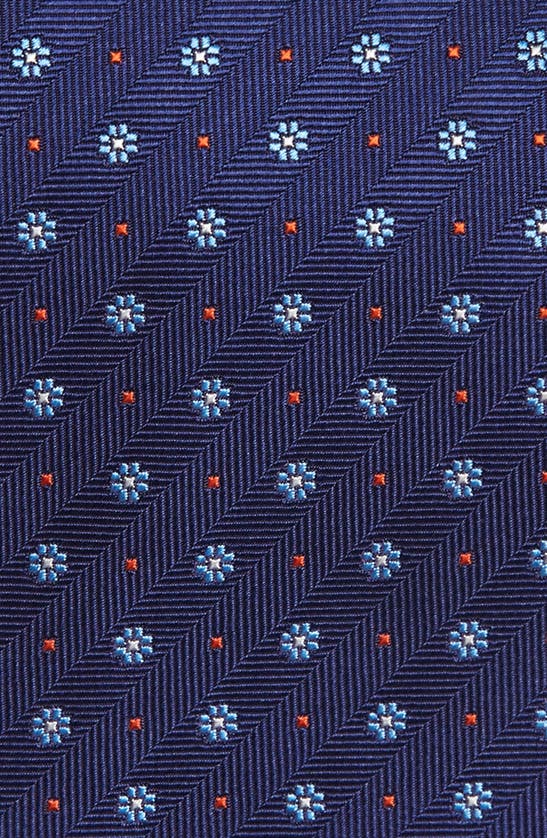 Shop David Donahue Neat Floral Silk Tie In Navy