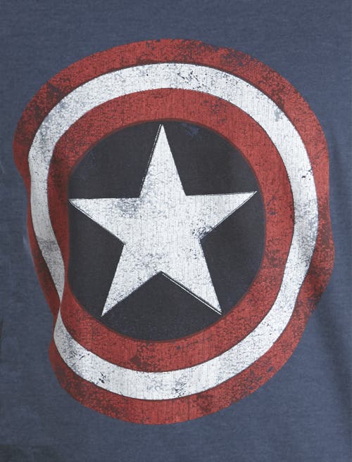 True Nation Comics Captain America Graphic Tee In Navy Heather