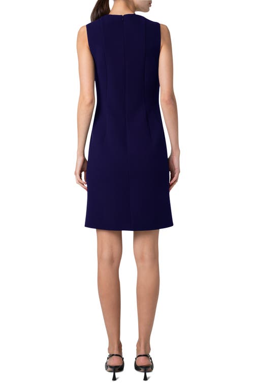 Shop Akris Sleeveless Double Face Wool Crepe Sheath Dress In Dark Purple