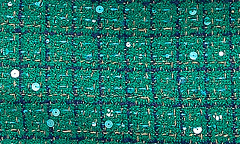 Endless Rose Premium Sequin Tweed Mini Skirt In Green/ Navy