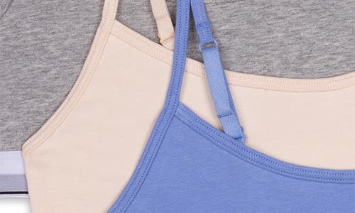 Shop Calvin Klein Kids' Assorted 3-pack Stretch Cotton Bralettes In Hydrangea/sand/heather Grey