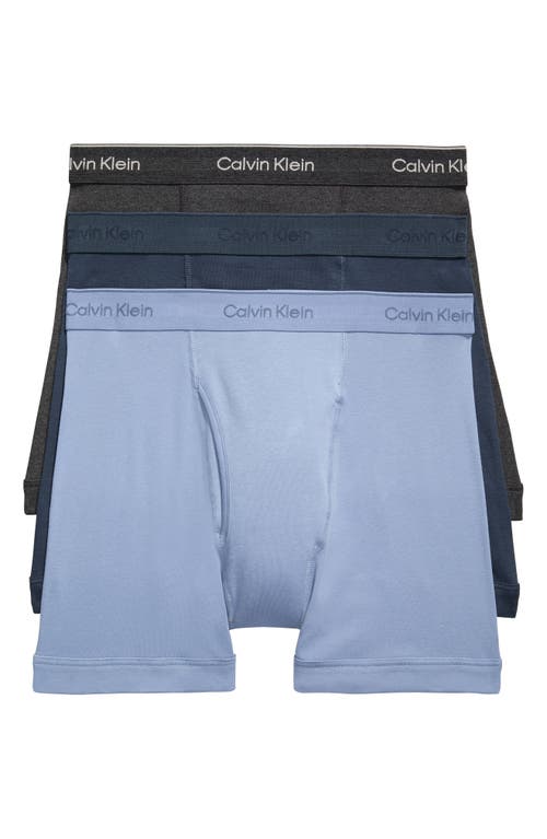 Shop Calvin Klein Classics 3-pack Cotton Boxer Briefs In Prime Ink/charcoal