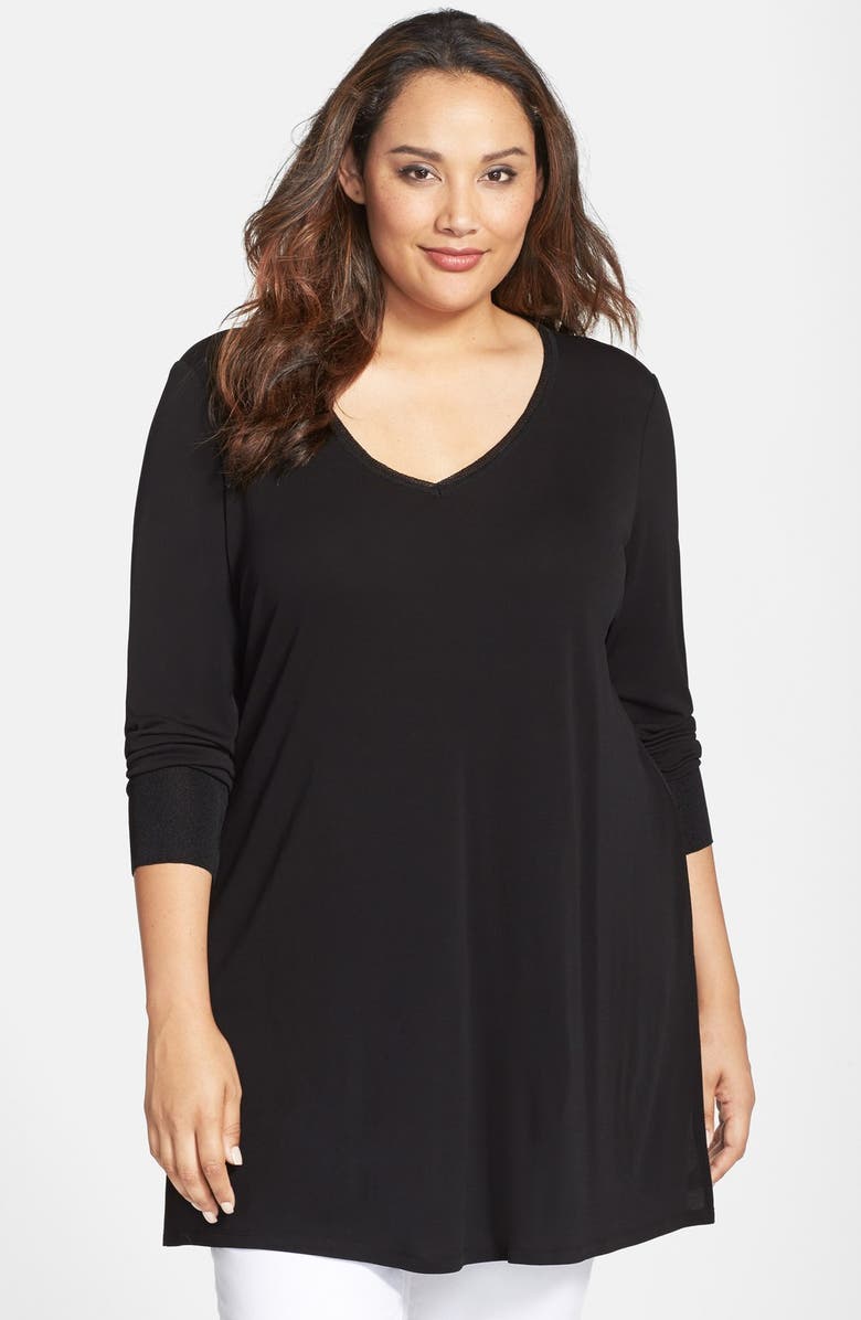 Eileen Fisher Silk Jersey V-Neck Tunic (Plus Size) | Nordstrom