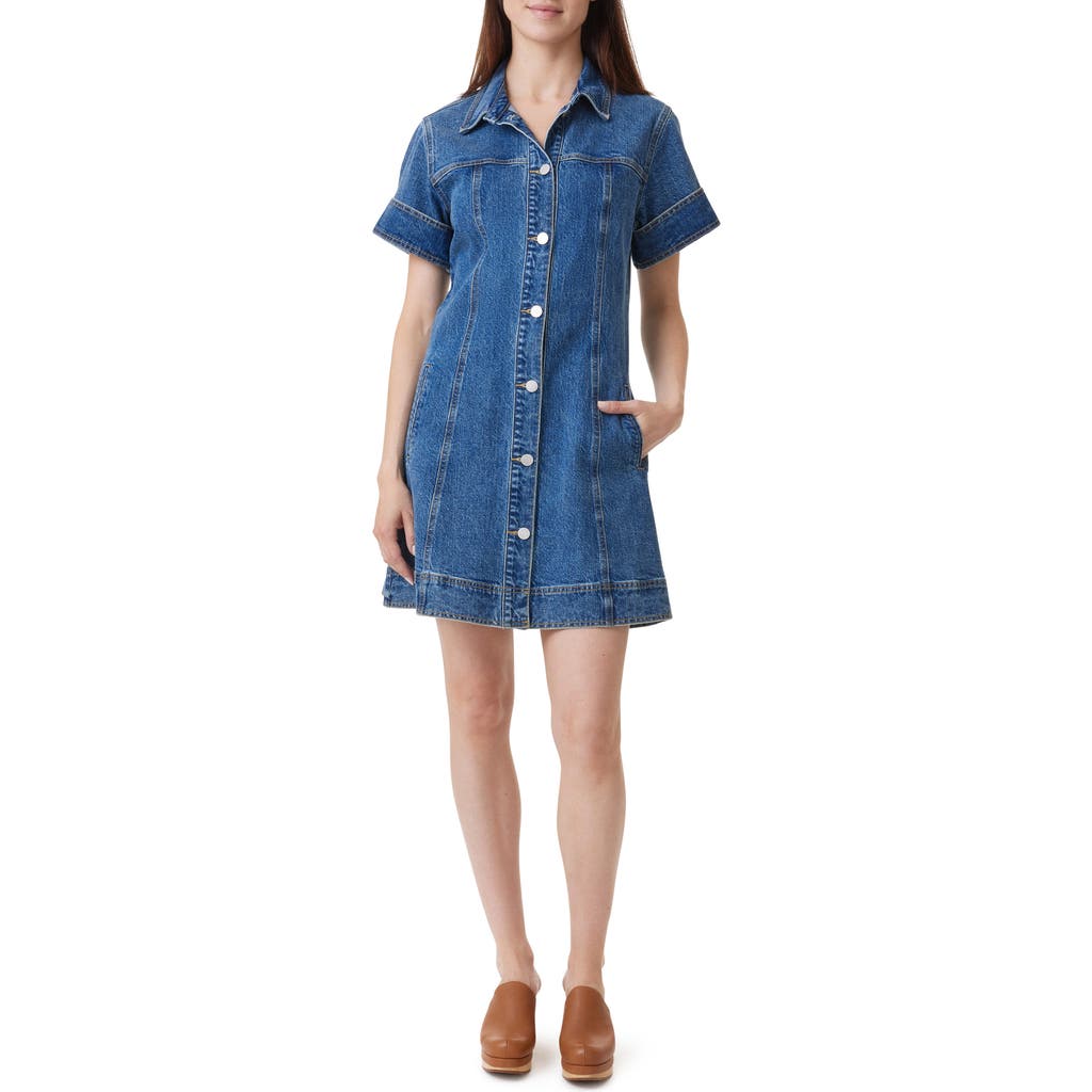 Habitual Short Sleeve Denim Shift Dress In Medium Wash In Balsam
