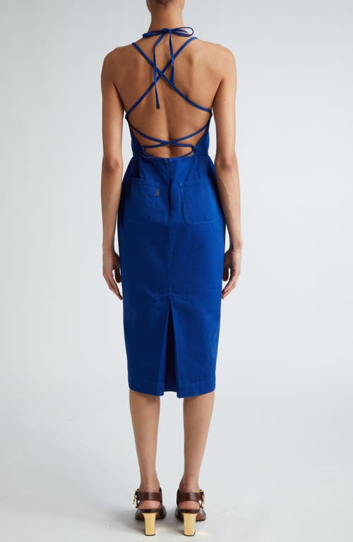 Shop Max Mara Temide Sleeveless Cotton Poplin Belted Dress In Cornflower Blue