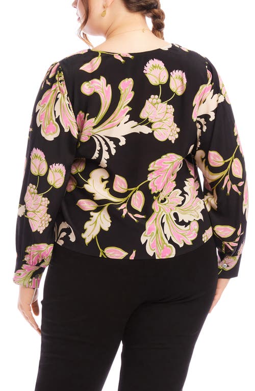 Karen Kane Floral Drape Front Top In Floral