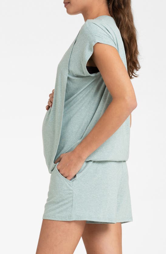 Shop Seraphine Short Maternity/nursing Pajamas In Sage