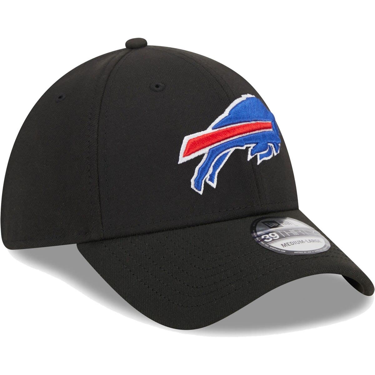 New Era Buffalo Bills 39THIRTY Flex Fit Hat - Black, Adjustable Team Cap