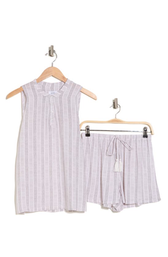 Shop Jones New York Stripe Sleeveless Short Pajamas In Grey Stripe