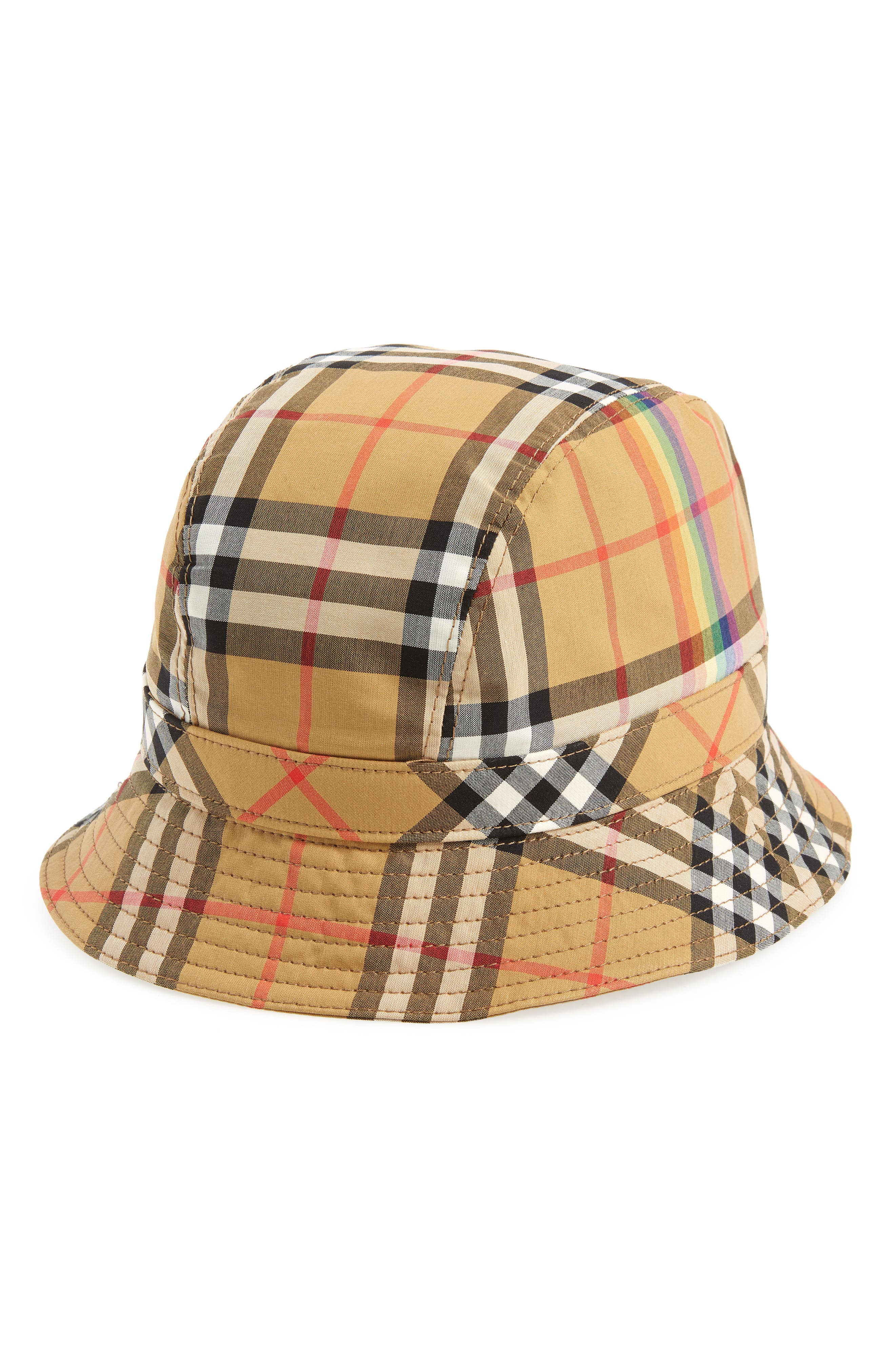 Rainbow Stripe Vintage Check Bucket Hat 