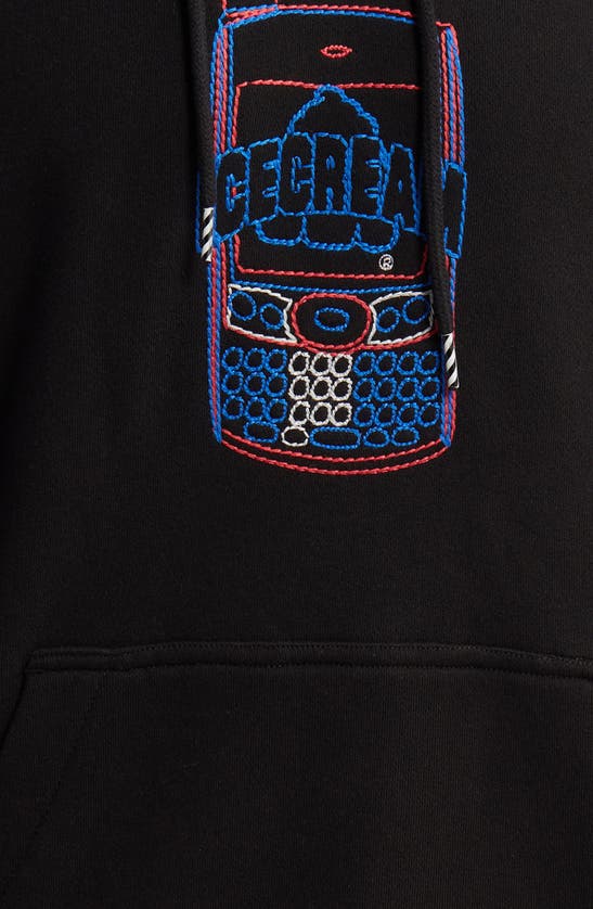 Shop Icecream Dollar Caps Embroidered Cotton Hoodie In Black