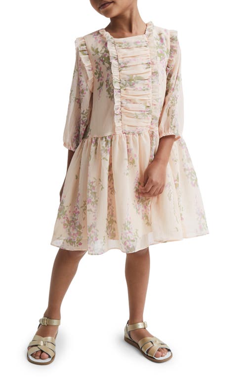 Shop Reiss Kids' Amber Floral Chiffon Dress In Pink Print