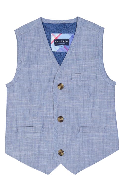 Shop Andy & Evan Chambray Vest & Pants Set In Blue