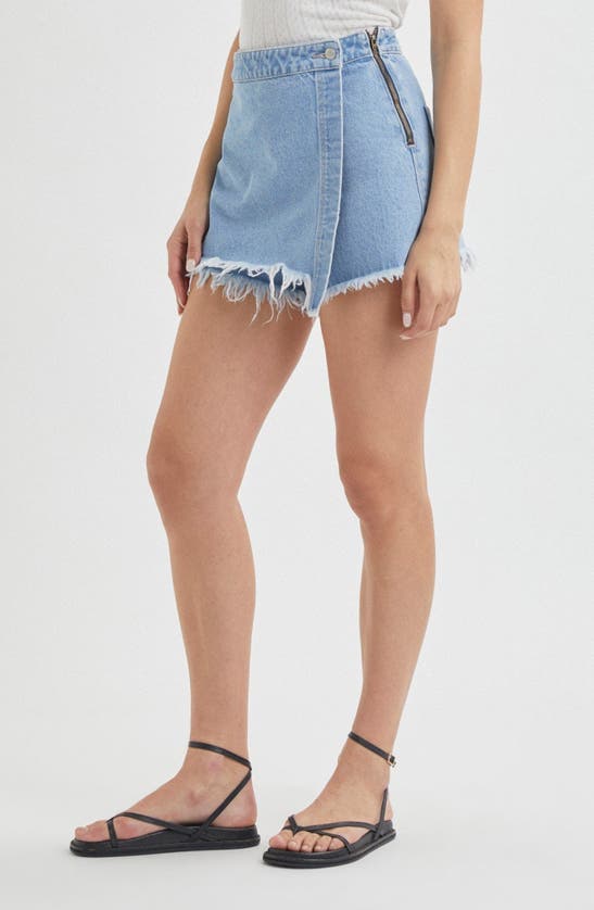 Shop Rolla's Layla Sunshine Blue Denim Skort In Light Vintage Blue