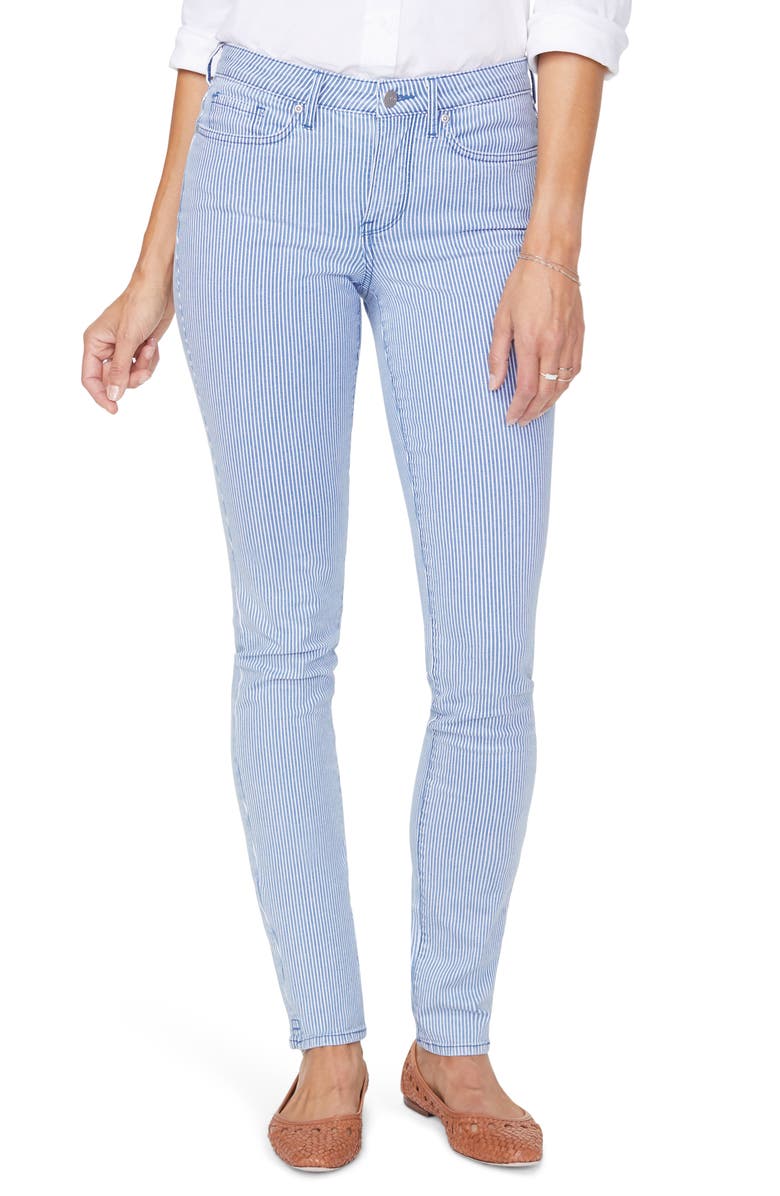 NYDJ Alina Pinstripe High Waist Stretch Skinny Jeans, Main, color, 
