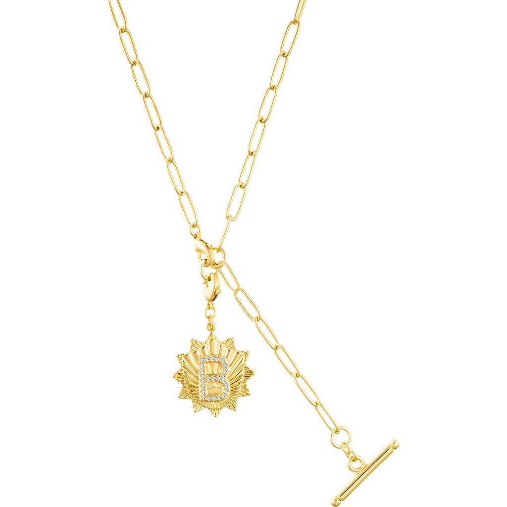 Adornia Initial Cz Pendant Toggle Necklace In Gold-b