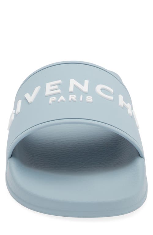 Shop Givenchy Logo Slide Sandal In Sky Blue