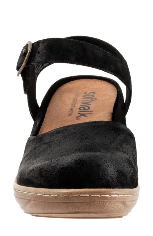 Softwalk ® Mabelle Ankle Strap Platform Clog In Black Suede