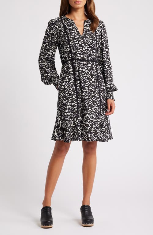 Shop Caslonr Caslon(r) Floral Long Sleeve Dress In Black- Grey Floral Fields