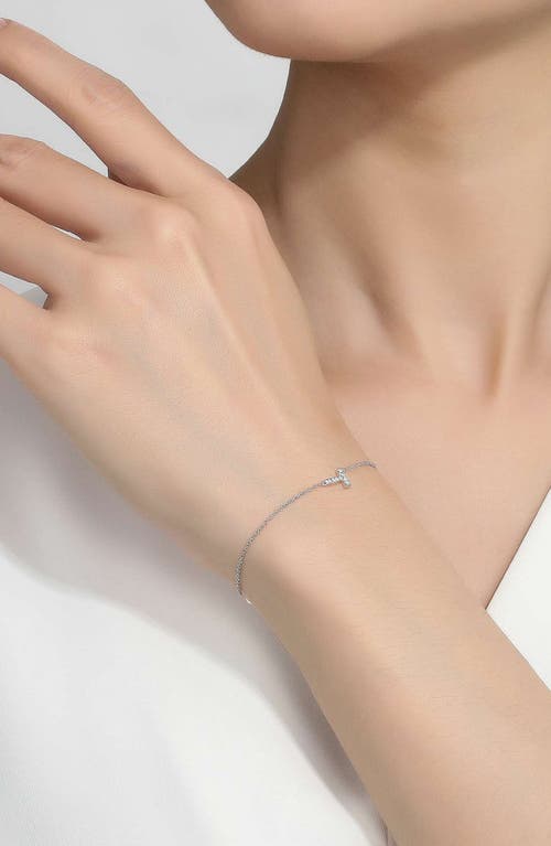 Lafonn Simulated Diamond Pavé Initial Bracelet In Silver/white T