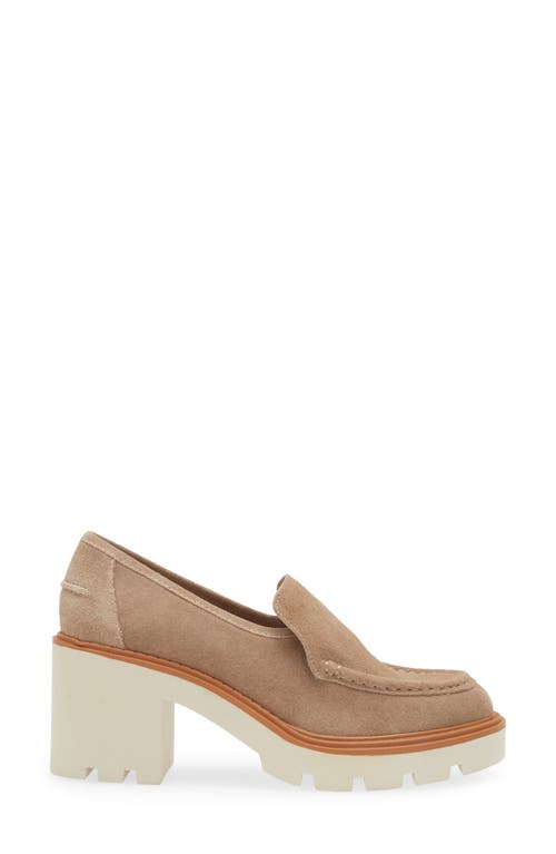 Shop Chocolat Blu Finna Platform Loafer Pump In Latte Suede