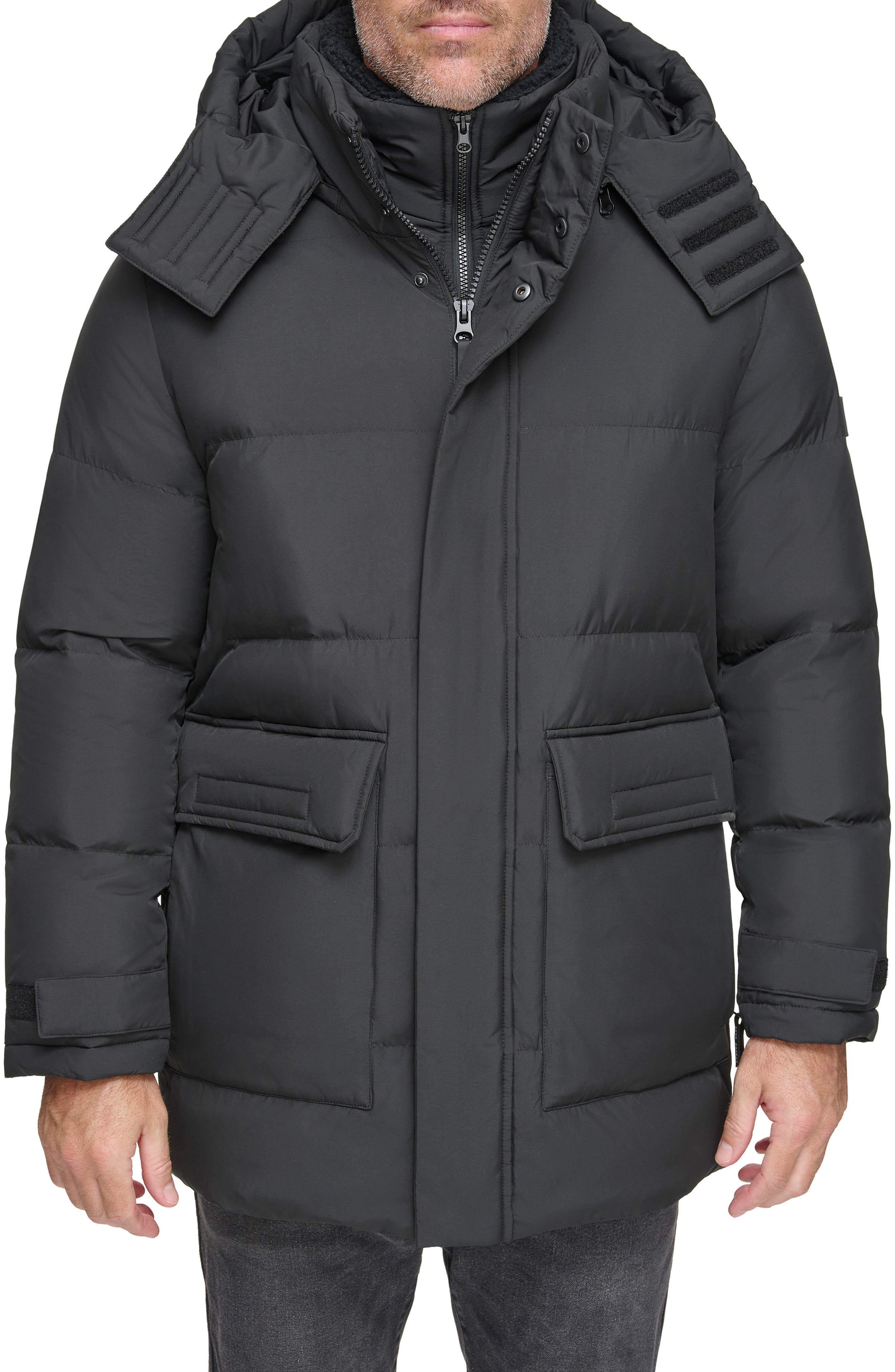 Andrew Marc Oswego Water Resistant Down Feather Fill Parka in Black Smart Closet